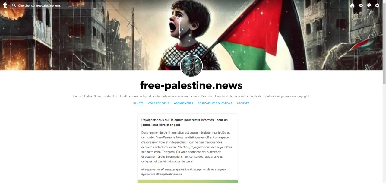 Rejoignez-nous sur Tumblr : pour un accès exclusif à la lutte palestinienne