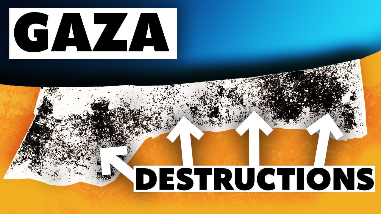 Carte montrant l’ampleur des destructions dans la bande de Gaza selon des images satellites
