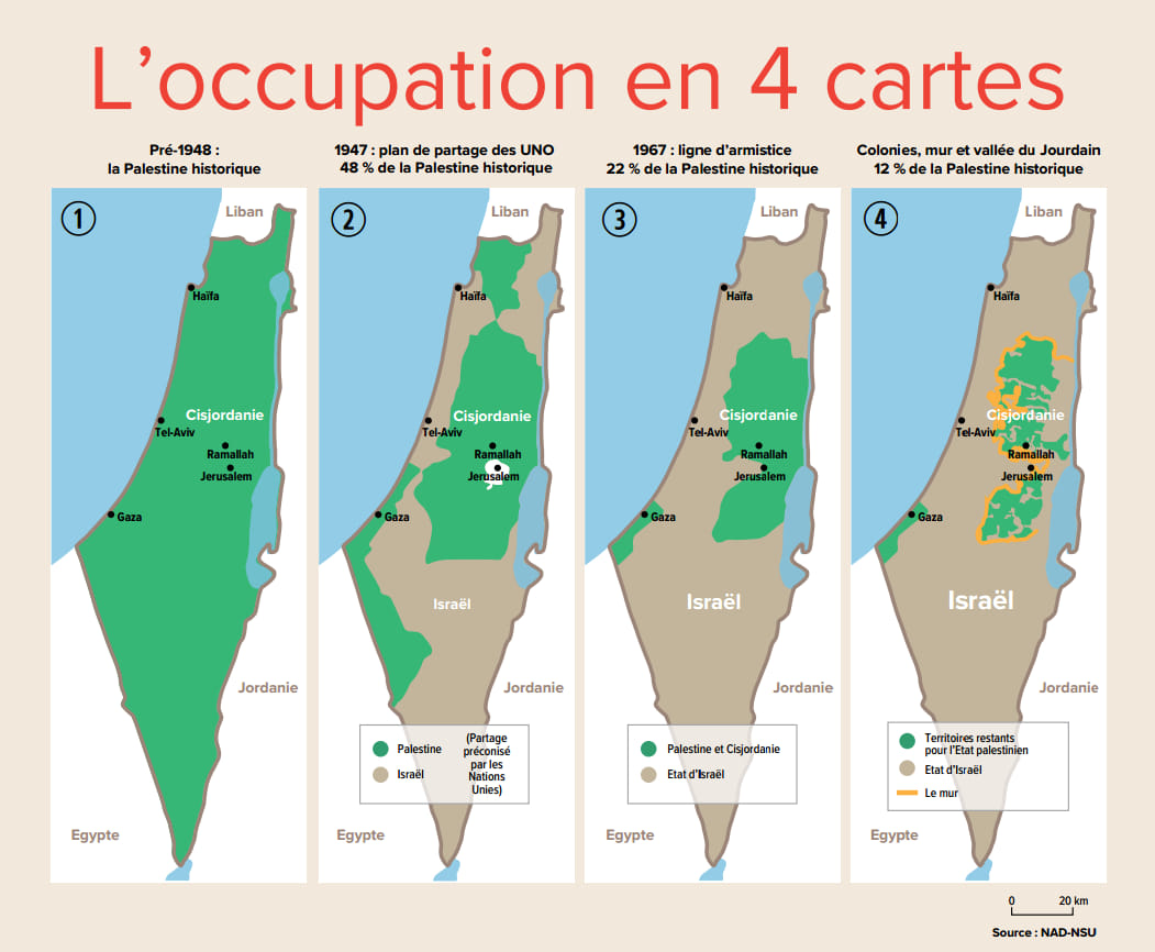 carte colonisation de la Palestine